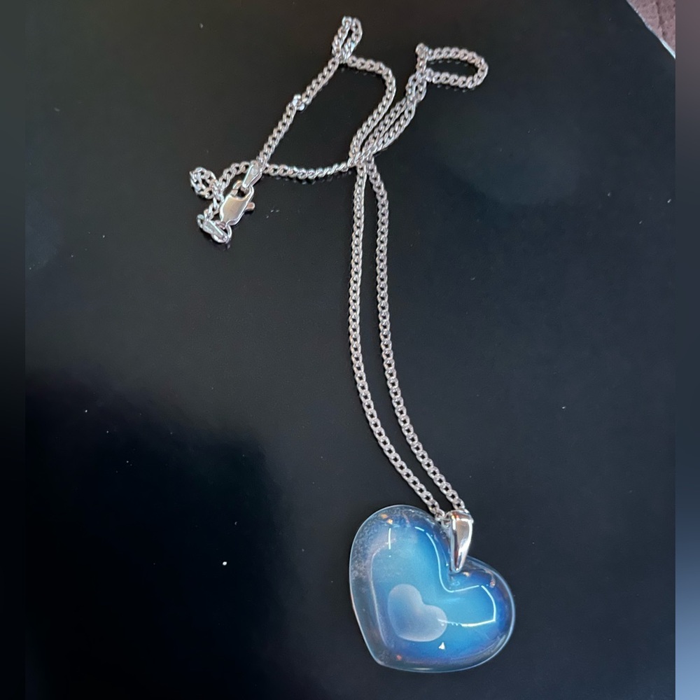 Lalique Sterling Silver Frosted Crystal Heart Pendant Cord Necklace-Opaque White